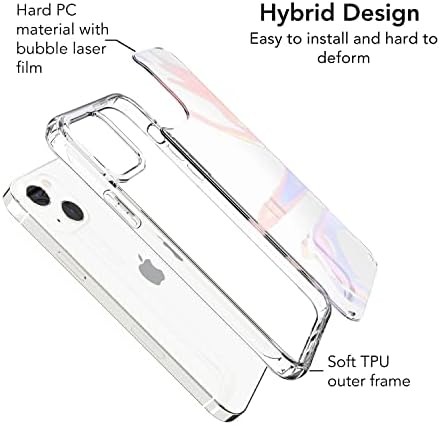 Wuwedo Yanardöner Şeffaf Kılıf iPhone 13 ile Uyumlu, Holografik SABUN Köpüğü / Slim Fit / 10 ft Damla Koruma / Hibrid Sert Arka