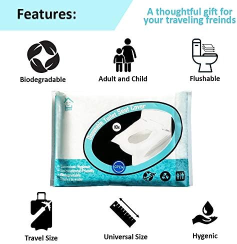 Klozet Kapakları (50 Paket) - XL Yıkanabilir Umumi Tuvaletler ve Seyahat Memnuniyeti Biyobozunur Klozet Kapakları Kağıt Tek Kullanımlık,