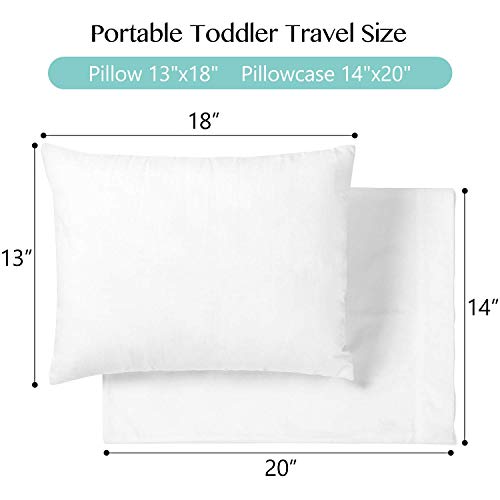 TILLYOU Mısır Pamuk Toddler Yastık Seti 13x18, Beyaz / 2 Paket Donanma Mikrofiber Toddler Seyahat Pillwcases, 14x20