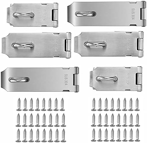 Tidorlou 6 Paket Mix Boyutu Kapı Kilitleri Hasp Mandalı, 3 inç 4 inç 5 inç Asma Kilit Hasp, Paslanmaz Çelik Emniyet Packlock