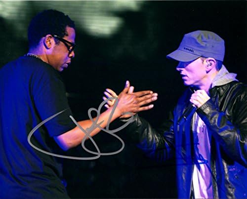 Eminem & Jay Z İmzalı Rap 8x10 Fotoğraf, Slim Shady, Marshall Mathers, Beyonce, Siyah Albüm, Roc-a-Fella, Def Jam, Roc Nation