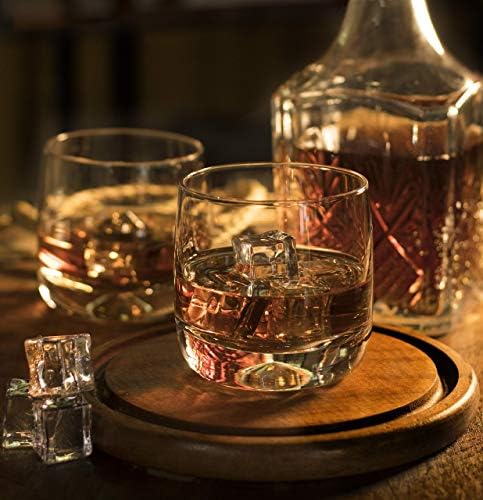MOFADO Kristal Viski Bardakları-Trendy / Kavisli - 11oz (2'li Set) - Hediye Kutusunda El Üflemeli Kristal-Scotch, Bourbon, Manhattan,