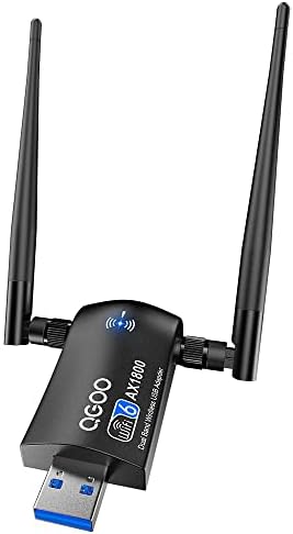 PC için USB WiFi 6 Adaptörü, QGOO AX1800 USB 3.0 WiFi Dongle Dual Band 5 GHz / 2.4 Ghz Yüksek Kazanç Çift 5dBi Antenler 802.11