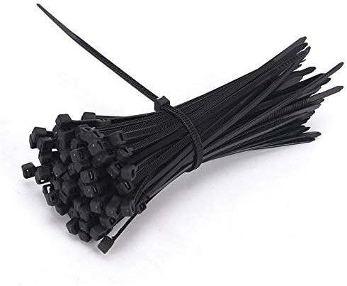 Kendinden kilitleme Naylon Kablo Bağları 8 inç 100 Adet Zip Kravat 18 lbs siyah tel bağlama wrap sapanlar (siyah)
