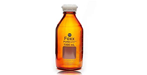Foxx Life Sciences 1519029-FLS PUREGRİP Borosilikat Cam 3.3 Reaktif Şişesi, GL45 Vidalı Kapaklı ve Dökme Halkalı, Mezun, Kehribar,