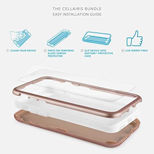 Cellairis Paketi, iPhone 8 Plus Uyumlu Cep Telefonu Kılıfı ve Temperli Cam Ekran Koruyucu, Gül Altın