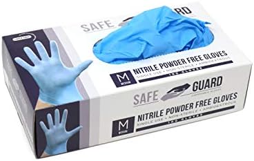 Safeguard Nitril Tek Kullanımlık Eldivenler, Tozsuz, Gıda Sınıfı Eldivenler, Lateks İçermez, 100 Eldiven, Mavi