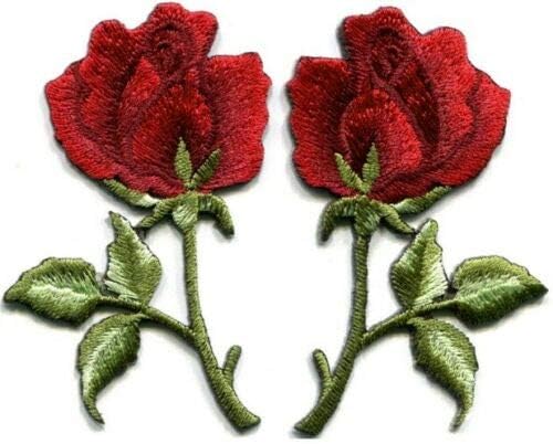 Lot 150 Pairs Kırmızı Derin Güller Çiçekler Aplikler Ceket Ceket Demir-on Yamalar