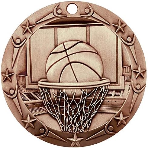 Decade Ödülleri Basketbol Dünya Standartlarında Kazınmış Madalya - 3 İnç Geniş Çemberler Madalyon Yıldız ve Çizgili Amerikan