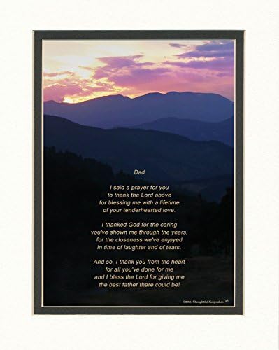 En iyi Baba için Teşekkür Ederim Dua Şiiri ile Baba Hediyesi. Mts Günbatımı Fotoğrafı, 8x10 Çift Keçeleşmiş. Babalar Günü, Doğum