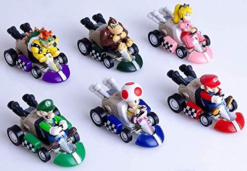 6 Adet Mini Mario Kart Geri Çekin Arabalar Kek Topper Rakamlar oyuncak seti (2) - Çocuk Doğum Günü Partisi Kek Dekorasyon Malzemeleri