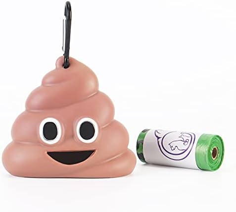 Gofortunepet Emoji köpek poop çanta dağıtıcı ile 1 rulo biyobozunur köpek poop çanta, eller-serbest köpek poop çanta tutucu için
