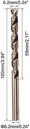 uxcell Yüksek Hız Çelik Düz Şaft Büküm Matkap Ucu Tam Zemin Titanyum Kaplı 6.2 mm Sondaj Dia 2 Adet