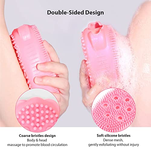 Silikon Peeling Vücut Scrubber, Vücut Peeling ve Masaj için İki Taraflı Silikon Vücut Fırçası Mutfak Scrubber Doğal Kıl Banyo