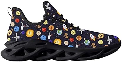Renkli Uzay Sevimli Galaxy Güneş Sistemi erkek Flex Kontrol Sneakers Hafif Nefes Spor Ayakkabı Örgü Bıçak Koşu yürüyüş ayakkabısı