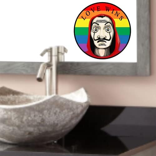 Aşk Kazanır Salvador Dali LGBT Gökkuşağı Tampon Sticker-Gay Pride Premium Vinil Çıkartması 3x3 inç / Araba Tampon Otomatik Pencere