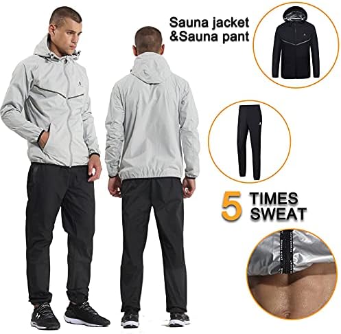 WYCLF Sauna Takım Elbise Erkekler için-eşofman Egzersiz Ceket Sauna Ceket Artı Boyutu Sauna Pantolon Koşu Ceket Boks Spor Egzersiz