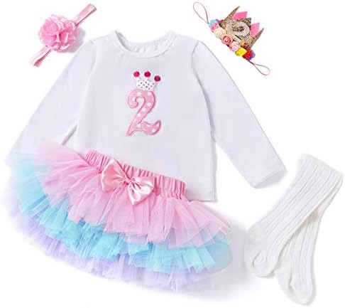 HOSUKKO Bebek Kız Yarım / Ilk / 2nd Doğum Günü Giysileri Kıyafetler (Uzun Kollu) …