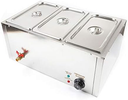 3-Pan Elektrikli gıda ısıtıcı Vapur 850 W 110 V, paslanmaz Çelik Bain Marie Büfe gıda ısıtıcı Buhar Masa, 30℃~85℃ Büfe sunucu