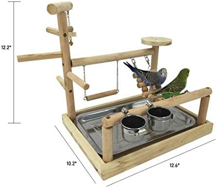 ZOHOKO Papağan Kafesi Oyuncaklar, kuş Oyun Alanı Oyun Standı Tünemiş için Parakeets Papağanının Budgie, kuş Playgym ile Besleyici