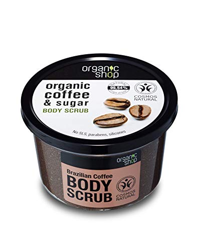 Organik Dükkanı Vücut Fırçalayın Doğal Brezilyalı Kahve ve Şeker 250 ml / 8.5 Oz (1 Paket)