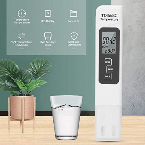 Su Kalitesi Test Cihazı, 3 in 1 Su Kalitesi Test Cihazı 0~9999PPM TDS EC İletkenlik Sıcaklık Ölçer Ev Su için