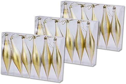 Queens Noel 18 Paket 5.5 Altın Finial Süsleme ile Beyaz Glitter Stripes