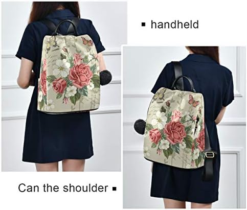 ALAZA Vintage Stil Çiçeklenme İle İngilizce Güller Sırt Çantası Çanta Kadın Bayanlar için Ayarlanabilir Askıları ile