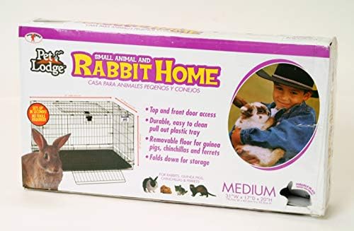 Pet Lodge Orta Tavşan Kafesi Taşınabilir Tel Pop-Up Tavşan Kafesi w / Kolay Temizlenebilir Pull Out Zemin, Diğer Küçük Hayvanlar