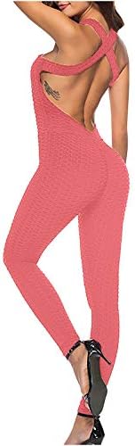kadınlar için tek parça kıyafetler: Halter Boyun Backless Criss-Cross Yelek Spor Yoga Tulum Koşu Spor Sıkı Pantolon