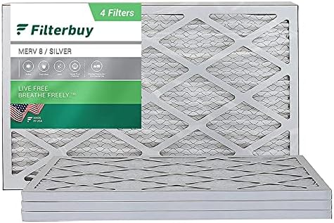 Filterbuy 12x36x1 Hava Filtresi MERV 8, Pileli HVAC AC Fırın Filtreleri (4'lü Paket, Gümüş)