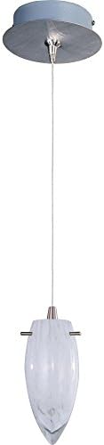 Beyaz Cirrus Cam Gölge, Saten Nikel Kaplama ile ET2 Aydınlatma E94541-113SN Mini Kolye