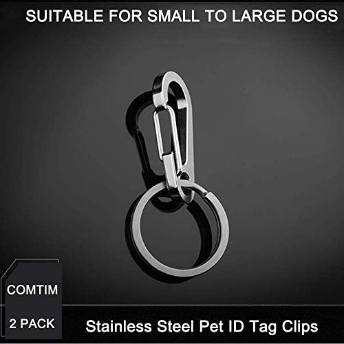 Comtım 2 Paket Köpek Etiketi Klipler, Paslanmaz Çelik Ağır Hızlı Klipler için Pet KIMLIK Etiketi Tutucu Köpek / Kedi Yaka ve