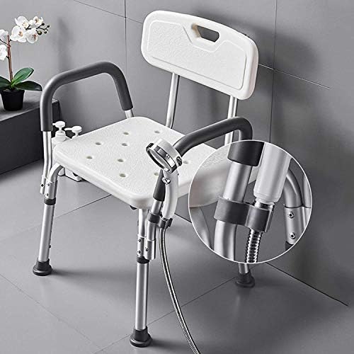 Duş Sandalyesi Ağır Hizmet Yüksekliği Ayarlanabilir Kollu Ve Sırtlı Duş Oturağı Duş Banyo Duş Taburesi Yük Ağırlığı 150KG ElderlyAssist