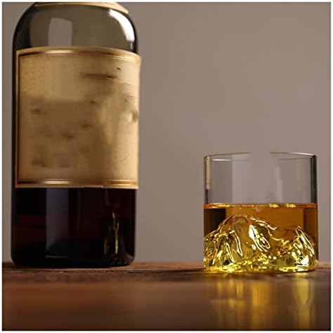 ZMEIMEI Dağ viski bardağı Buzul Eski Moda Viski Kaya Gözlük Viski bardağı Ahşap Hediye Kutusu Votka Bardağı şarap bardağı (Kapasite: