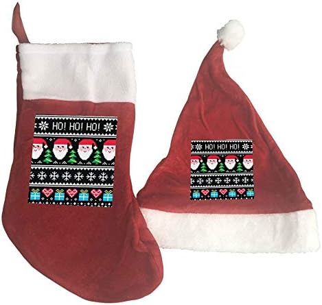 JİUCHUAN Noel Çorap ve Şapka Seti, noel Jumper Veya Kazak Noel Çorap ve Santa Şapka Klasik Kırmızı ve Beyaz Noel Yeni Yıl Şenlikli