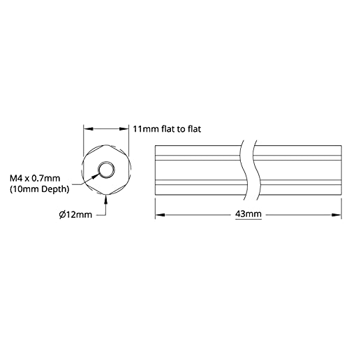 Altıgen Çubuk Seti, Ekipman için Mil Çubuğu Alüminyum Alaşımlı Yüksek Sertlik 12mm Kullanımı Kolay (4104-0012-0043)