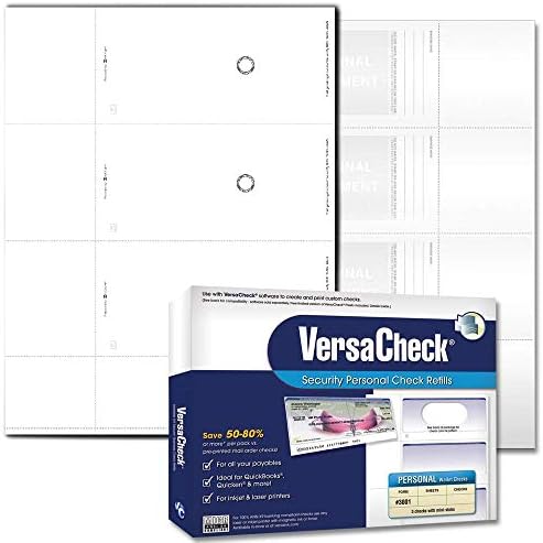 VersaCheck UV Top Secure (DNA) Çekleri-1500 Boş İş veya Kişisel Cüzdan Çekleri-Beyaz Tuval-Sayfa Başına 500 Sayfa Form 3001-3