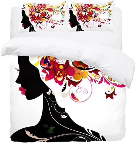 DEYYA Yatak Örtüsü Yatak Örtüsü Seti Kız Kelebek Çiçekler Yatak Örtüsü 3 Parça Yorgan Seti 2 Yastık Kılıfı Kaliforniya Kral 106