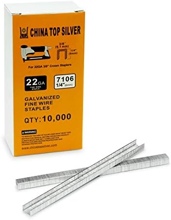 Çin-üst Gümüş 22 Gauge 71 Serisi Galvanizli Döşeme Zımbaları, 3/8 inç Taç 1/4 inç Bacak Uzunluğu, İnce Tel Zımbalar, Zımba için
