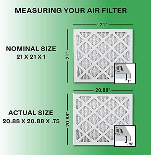 Filterbuy 21x21x1 Hava Filtresi MERV 8, Pileli HVAC AC Fırın Filtreleri (6'lı Paket, Gümüş)
