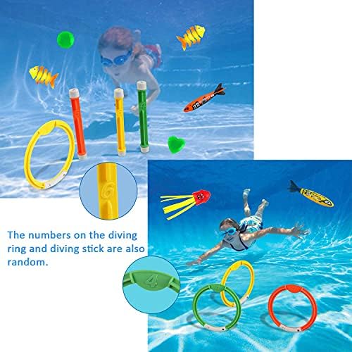 Anpro 16 adet Dalış Oyuncak seti, Dalış Sopa Oyuncaklar Çocuklar için, Yüzme Havuzları Oyuncaklar Dahil 3 adet Dalış Sopa, 3