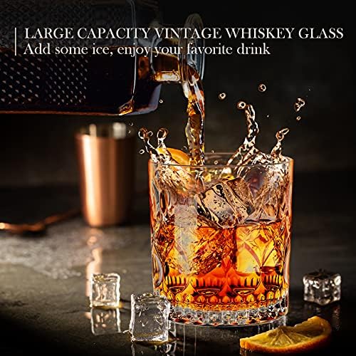 JRY Viski Gözlük Hediye Kutusu ile 2 set, 11.8 OZ Kristal Eski Moda Kayalar Gözlük için Scotch, Bourbon, likör ve Kokteyl,erkekler