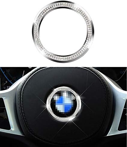 Wanmin Hyundai için Direksiyon Logo Kapağı ile Uyumlu, iç Aksesuar Parçaları Logo DIY Bling Dekoratif Kristal Gümüş Çıkartmalar,