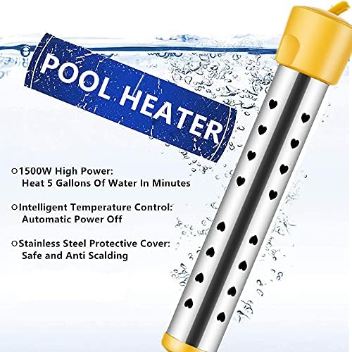 1500W Yüzme Havuzu ısıtıcıları Isıtıcı,304 Paslanmaz Çelik Korumalı Daldırma Elektrikli Su ısıtıcısı, Yer Altı veya Yer Üstü