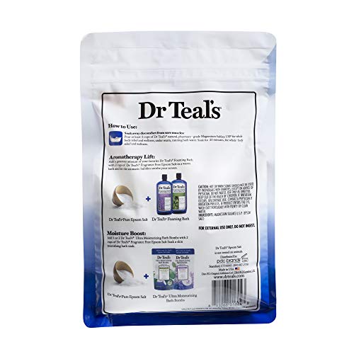 Ağrıları ve Ağrıları Hafifletmek için Dr. Teal'in Epsom Tuzu 2'li Paket (Toplam 8 lbs) Koku İçermez