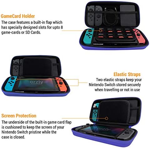 Orzly Taşıma çantası için Nintendo Anahtarı OLED ve Anahtarı Konsolu-Midnight Mavi Koruyucu Sert Taşınabilir Seyahat kılıf Shell