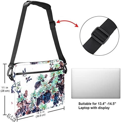 Beyaz Çiçek Çiçek laptop çantası Kadınlar için Messenger omuzdan askili çanta 14.5 İn Laptop taşıma çantası İş Evrak Çantası