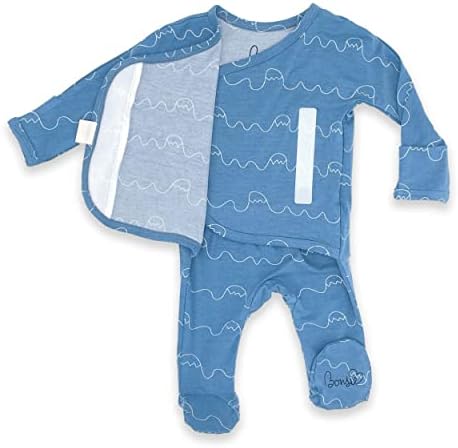 Bonsie Cilt Cilt Bebek Giyim Bebek Footie-Mavi Bebek Ayaklı Bodysuit-Kar Şapkaları