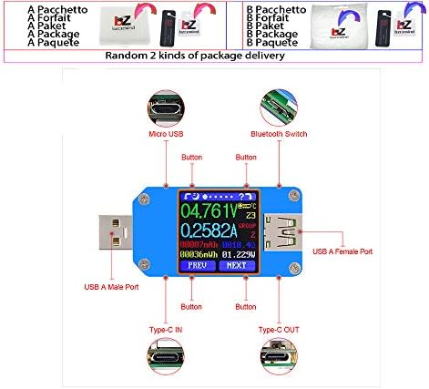 UM25 UM25C için APP USB 2.0 Tip-C LCD Voltmetre ampermetre gerilim akım ölçer şarj kablosu direnci usb Test Cihazı, UM25C